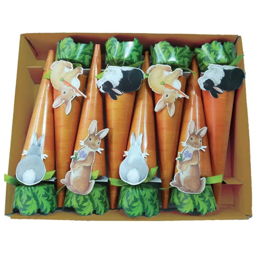Caspari Bunnies and Carrots Cone Celebration Cracker, Box of 8