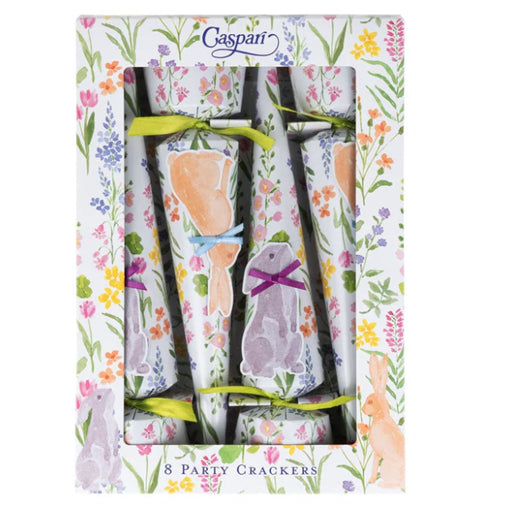 Caspari Bunny Field Celebration Crackers, Box of 8