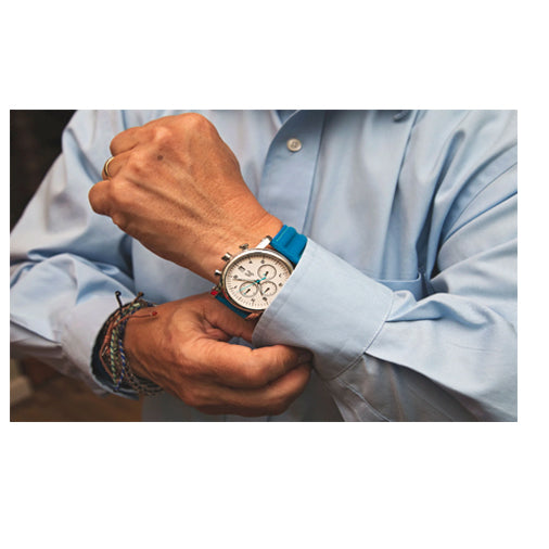 J.Ciro S3 White Dial Chronograph Watch - Blue Strap