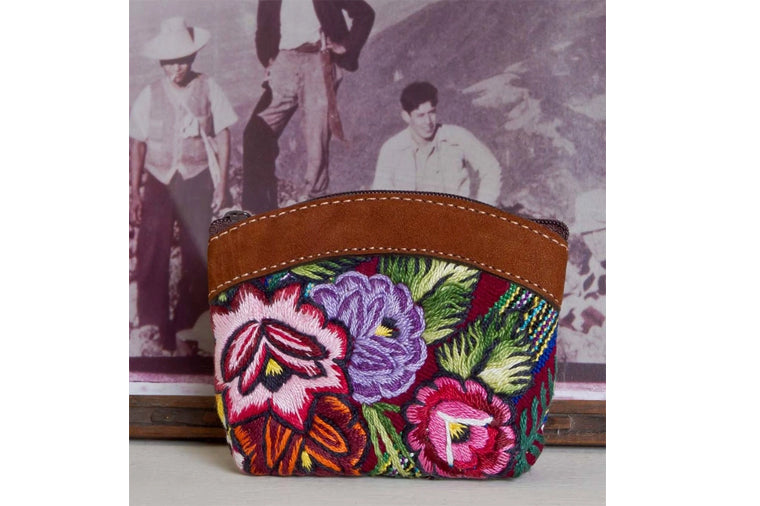 Altiplano - Huipile Floral Leather Change Purse