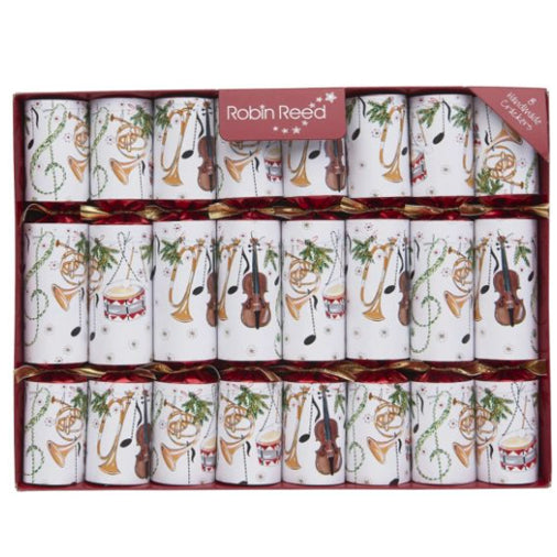 Robin Reed 10" Christmas Crackers, Musical Whistles - Box of 8
