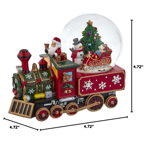 Santa Driving Train Musical Snow Globe