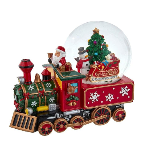 Santa Driving Train Musical Snow Globe