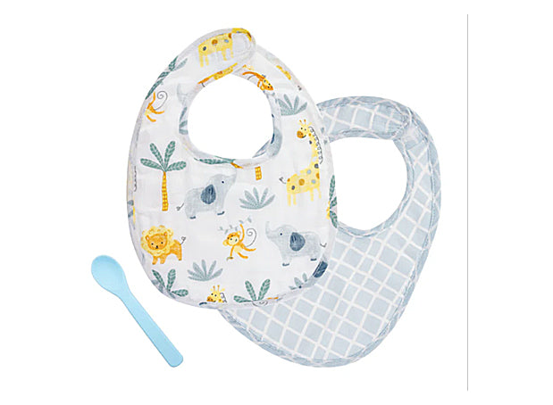 Zoo Muslin Bib Set