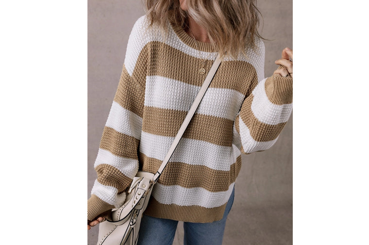 Colorblock Drop Shoulder Side Slit Sweater