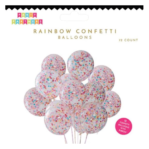 Latex Balloons for Birthday Party Decorations, 12-Count, Rainbow Confetti