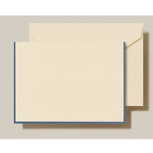 Regent Blue Bordered Ecru Note Cards - Crane Stationery
