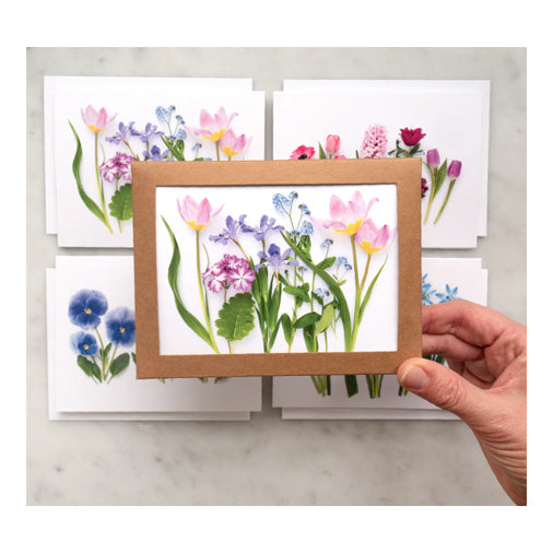 Bottle Branch Folding Card Set - Pastel Spring Flowers