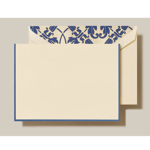 Regent Blue Bordered Ecru Note Card- Crane Stationery