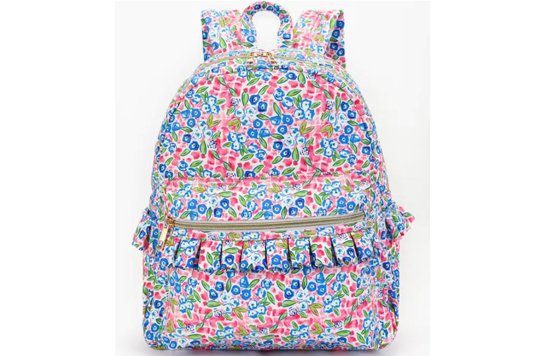 Blue Flower Backpack with Ruffles