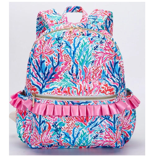Coral Print Backpack