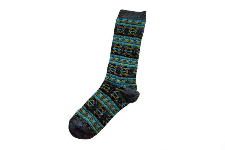 Alpaca Socks - Charcoal Aztec Large