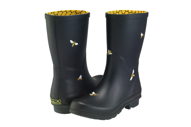 Galleria Bees Black Mid-Calf Rainboot