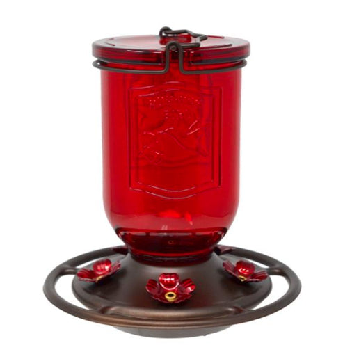 Ruby Jar Glass Hummingbird Feeder