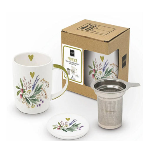 Tea Mug w/ lid & Strainer-Provence