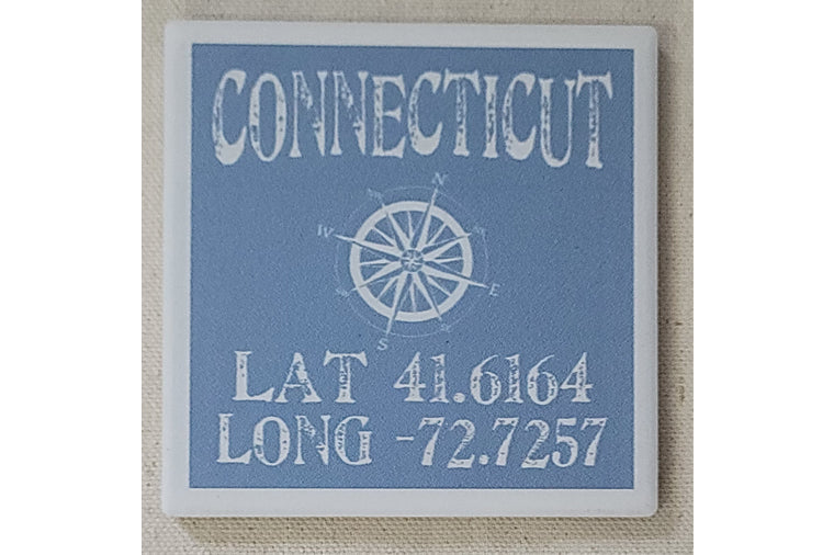 Connecticut Latitude/Longitude single coaster