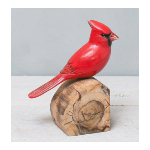 Male Cardinal Hand Carved Ornament 7"H