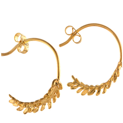 Alex Monroe - Honey Fern Leaf Loop Earrings