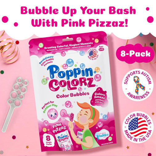 PoppinColorz Pink Pizzaz Little Bubbles Party Favors – 8-Pack