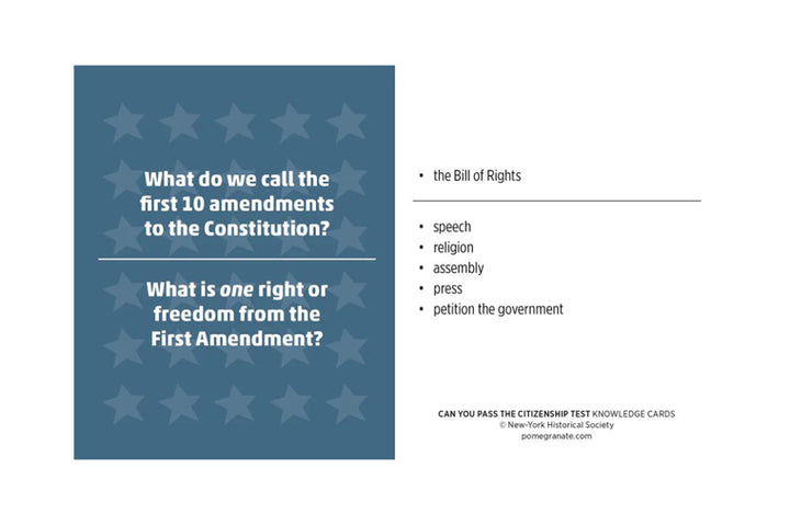 Citizenship Test Knowledge Cards