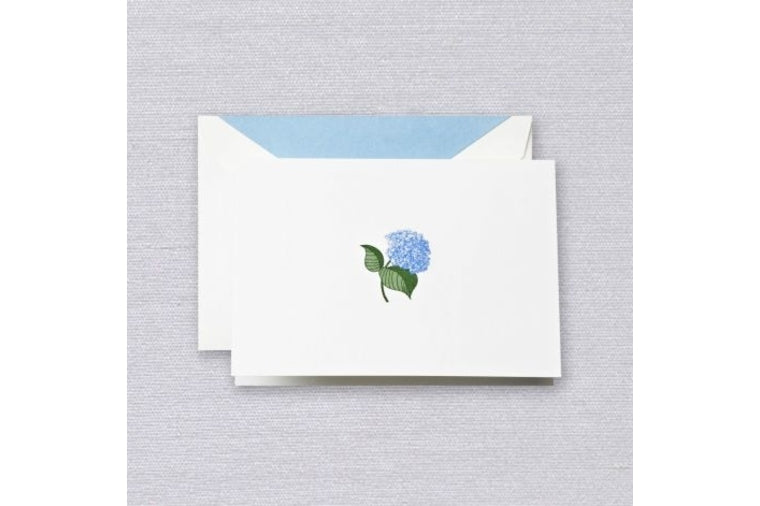 Engraved Blue Hydrangea Note Cards