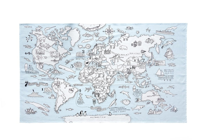 World Map Tablecloth - Color In and Learn