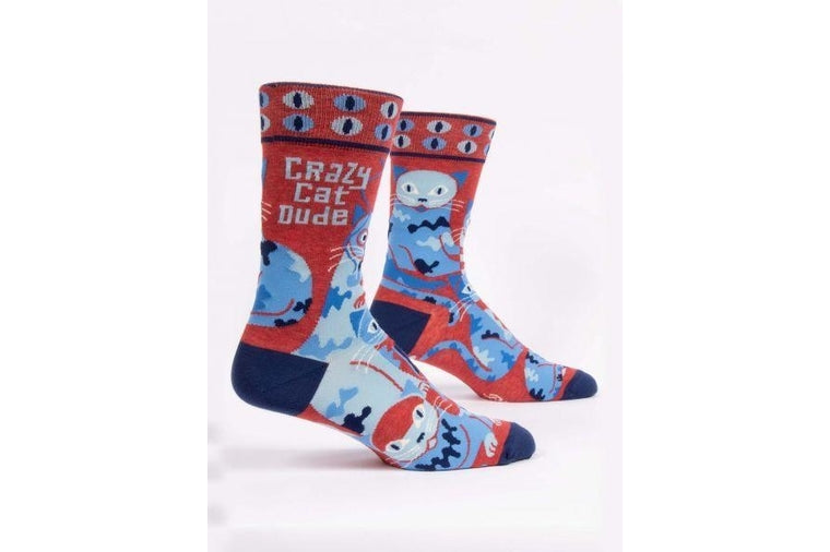 Crazy Cat Dude Men's Socks - Blue Q