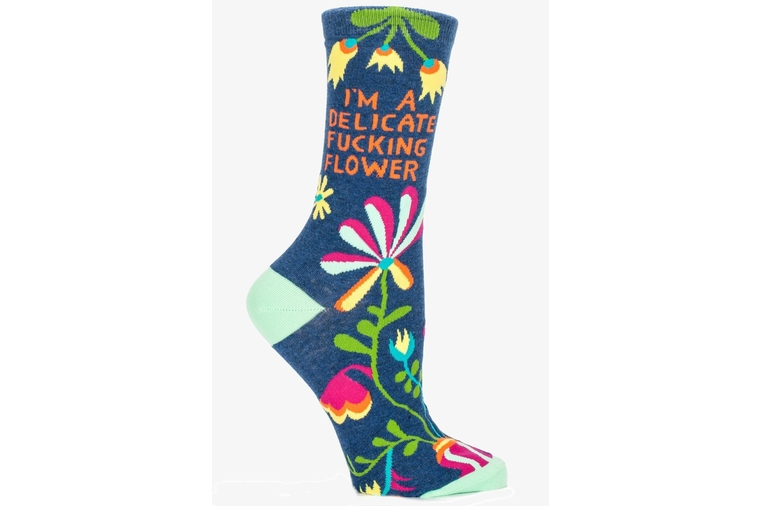 Delicate Flower Socks - Blue Q