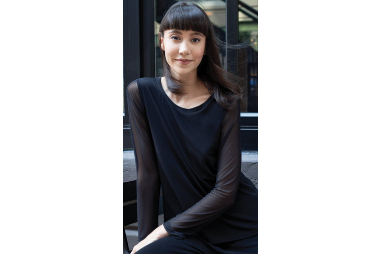 Clara Sunwoo - Long Mesh Sleeve Top - Black