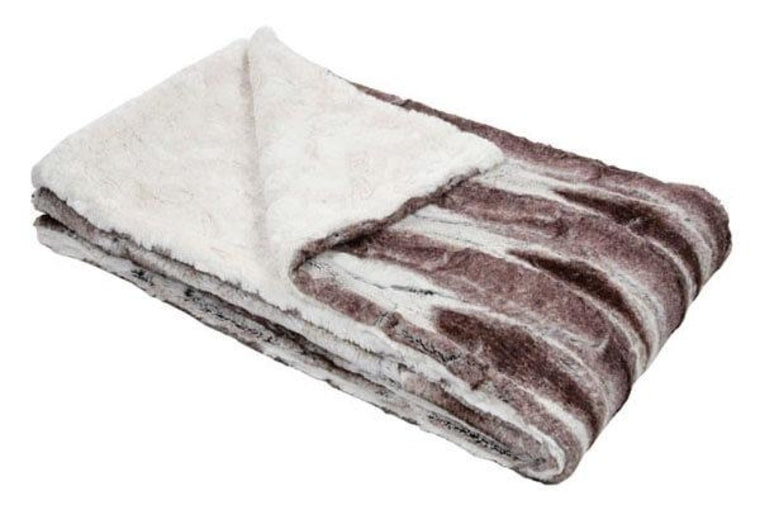 Ivory and Birch Faux Fur Throw Blanket