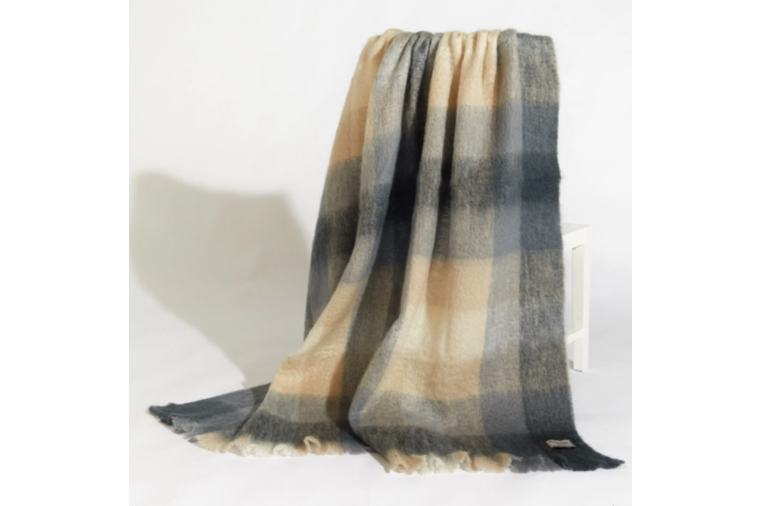 Foxford - Classic Check Mohair Throw Blanket