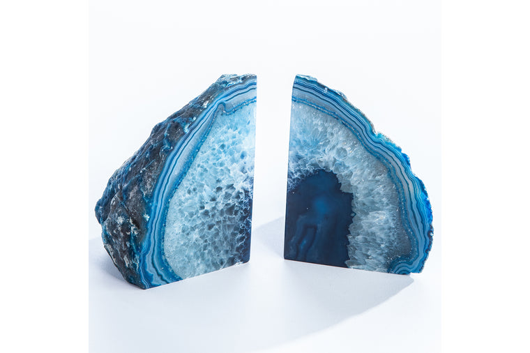 Blue Agate Bookends