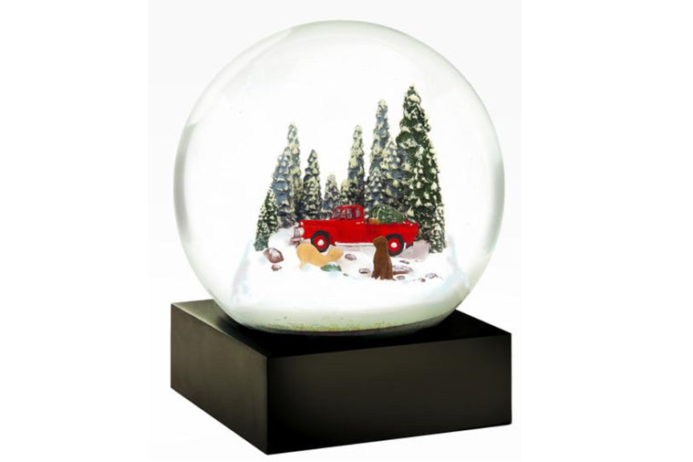 Red Truck with Dogs Snow Globe