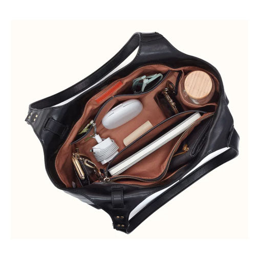 HOBO Atlas Tote in Black Patina Leather