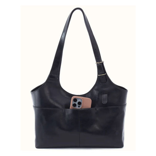 HOBO Atlas Tote in Black Patina Leather