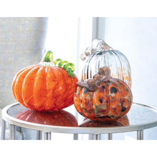 Glass Pumpkin Figurine 7"