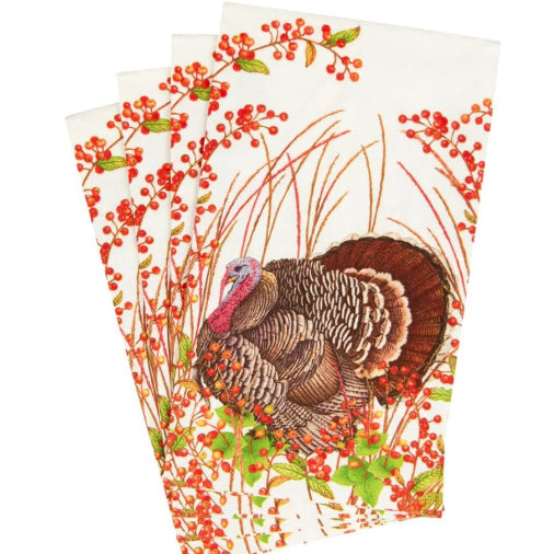 Turkey And Berries Guest Towel Napkins - Set of 15
