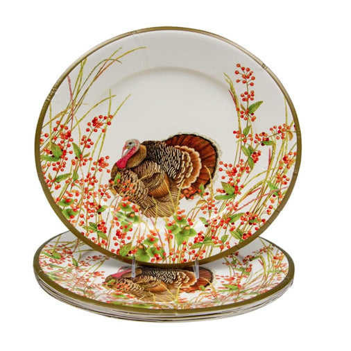 Turkey And Berries Dinner Plates - Set of 8