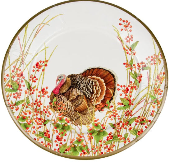 Turkey And Berries Dinner Plates - Set of 8