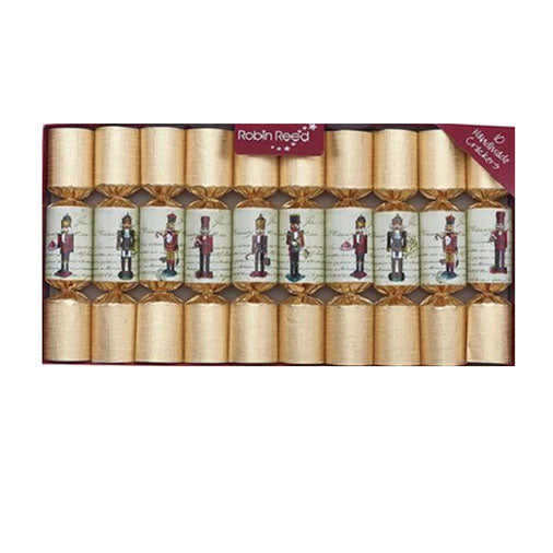 Robin Reed Gold Nutcracker Christmas Crackers, Box of 10