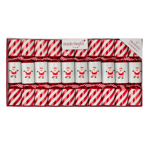 Robin Reed Candy Cane Santa Christmas Crackers, Box of 10