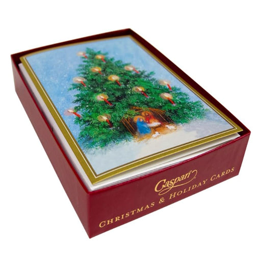 Caspari Tree With Candles Boxed Holiday Cards