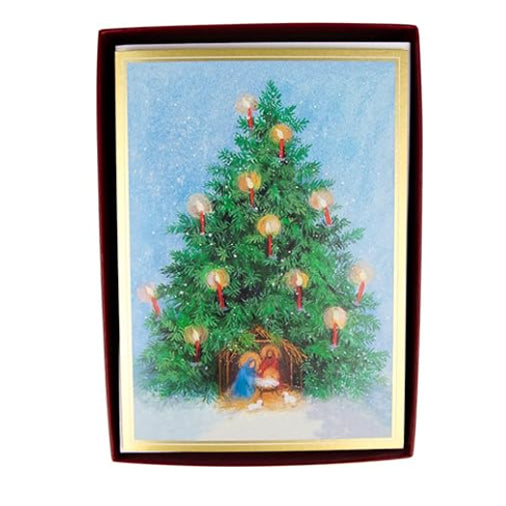 Caspari Tree With Candles Boxed Holiday Cards