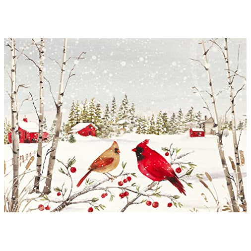 Cardinals in Winter Deluxe Boxed Holiday Cards