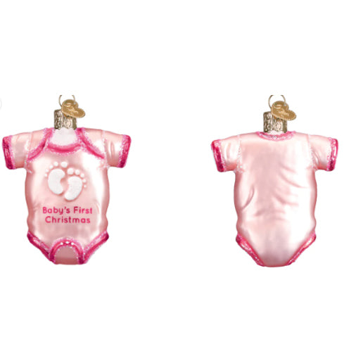 Old World Christmas - Pink Baby Onesie Ornament