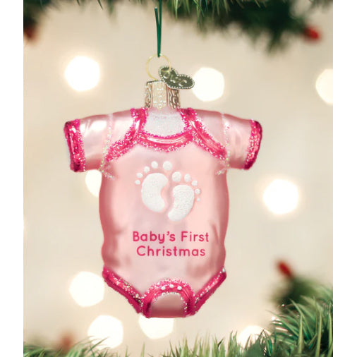 Old World Christmas - Pink Baby Onesie Ornament