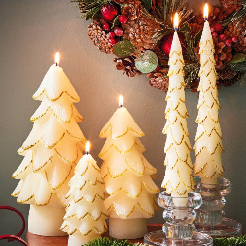 Gilded Pine Tree Candle, Medium