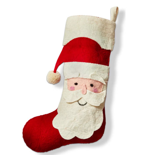 Red Multi Felt Santa Holiday Stocking