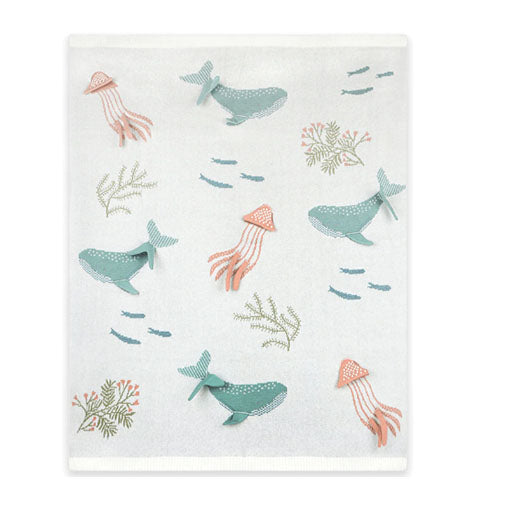 Ocean Jellyfish - 3D Jacquard Sweater Knit Baby Blanket