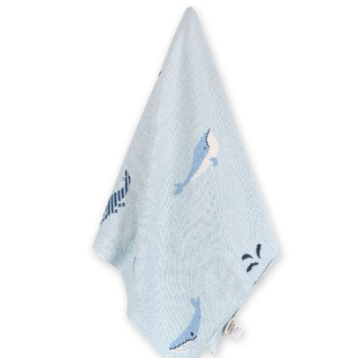 Jacquard Sweater Knit Baby Blanket- Whales
